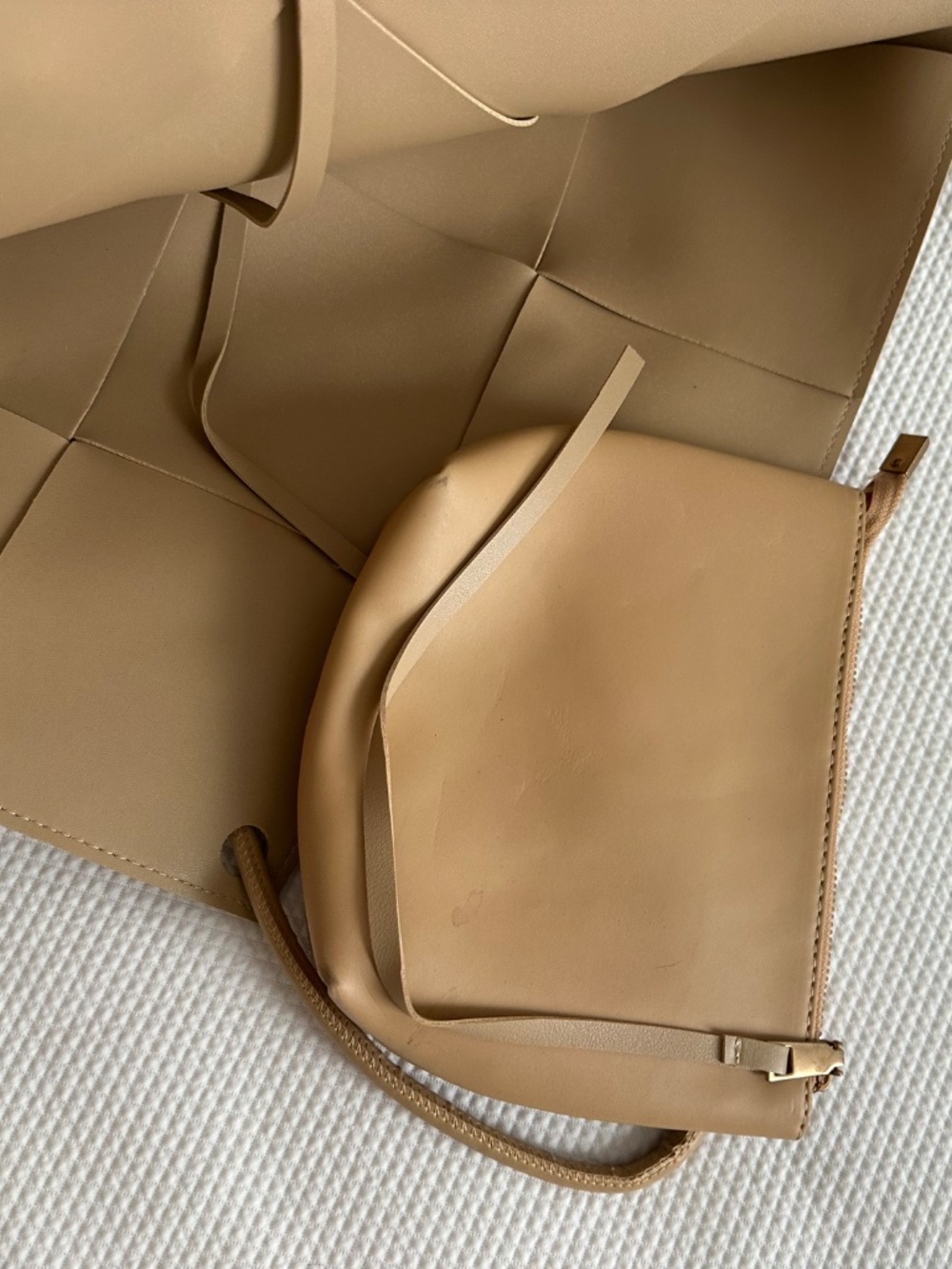 New unbranded vegan leather tote bag / with Pouchette - Picture 3 of 6